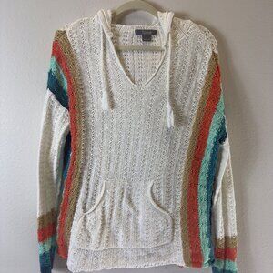 Naturals Reflections Sweater Medium Long Sleeve Hoodie Pullover Crochet Open Kni